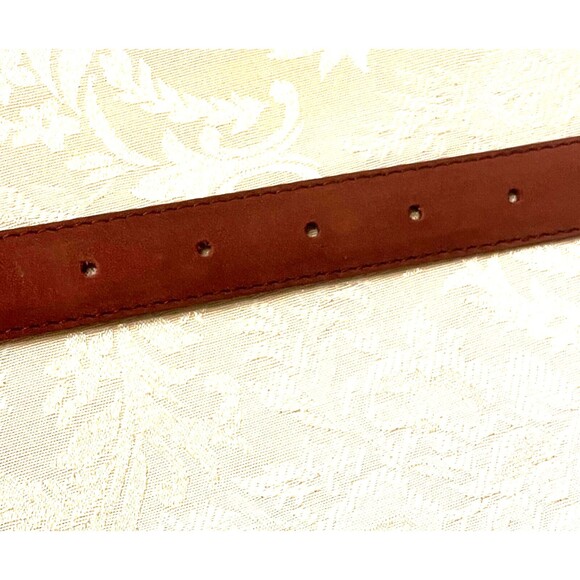 Peter Hahn Skinny Belt Nubuck Leather Suede 95cm 41 x 1 Vtg Italy Germany Brown main image 10